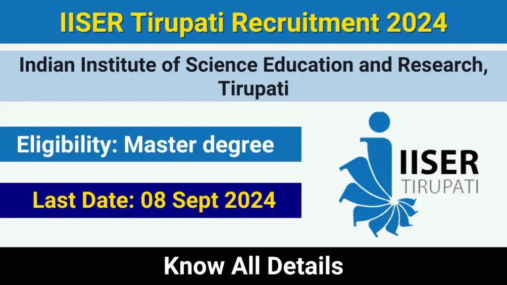 IISER Tirupati Recruitment 2024 Apply for Junior Research FellowProject Associate Post