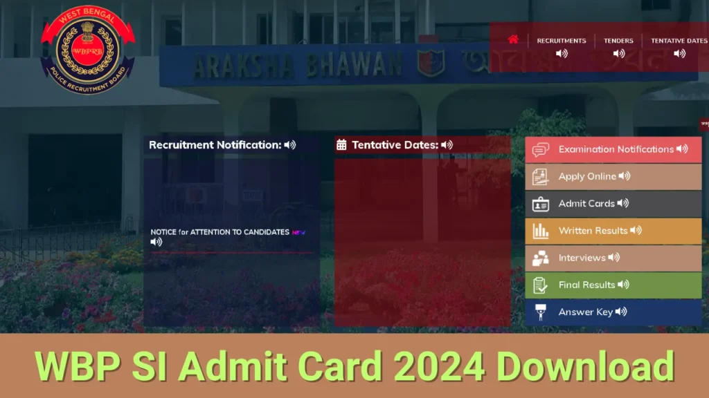 WBP SI Admit Card 2024