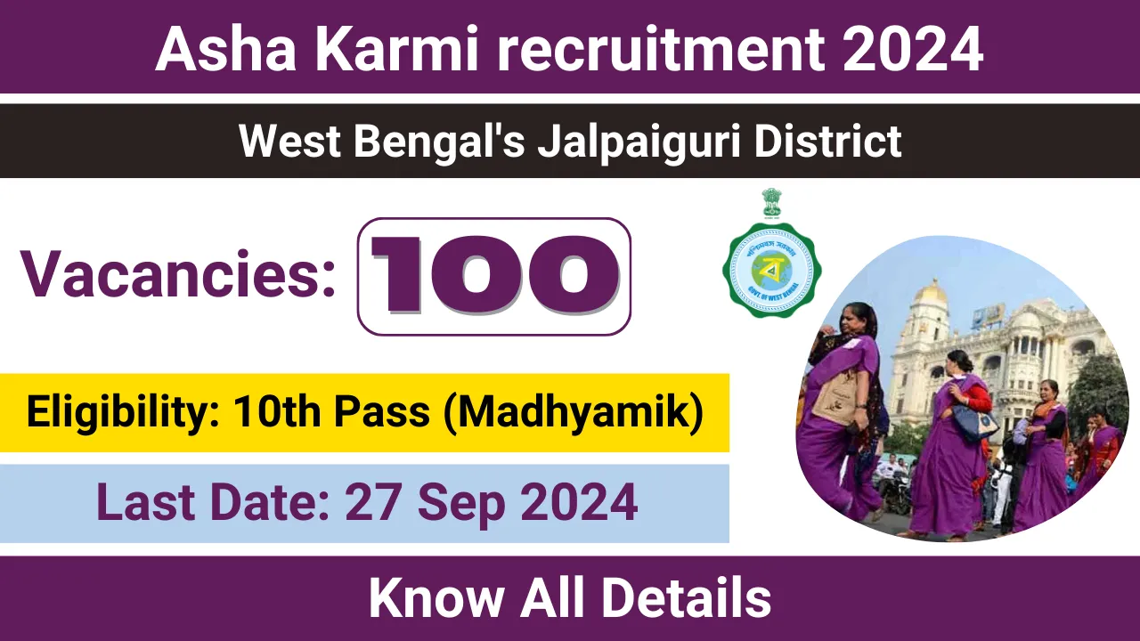 Asha Karmi recruitment 2024 West Bengal's Jalpaiguri District