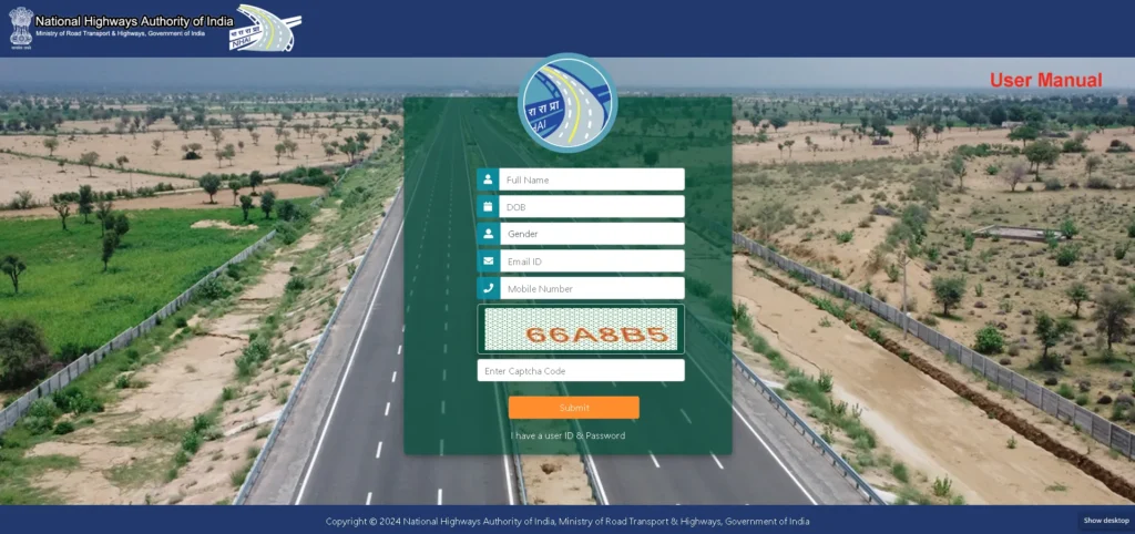 NHAI Job Registration Page